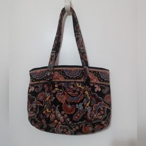 Vera Bradley Betsy Brown quilted paisley Zip up Shoulder Handbag 11x14
